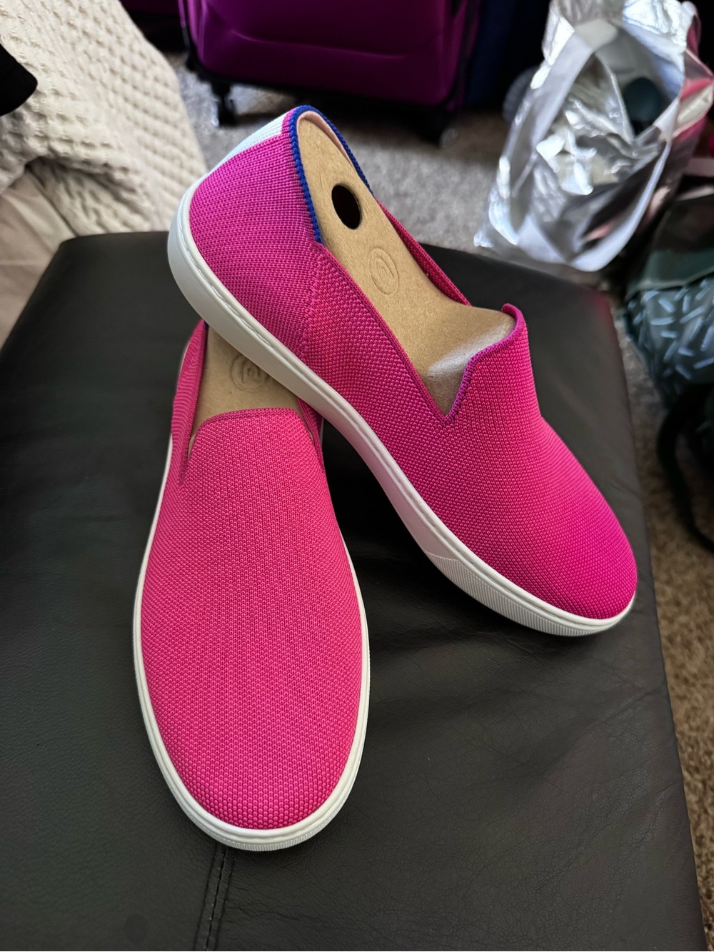 Rothy's Bright Pink Slip-On Sneakers with White Sole
